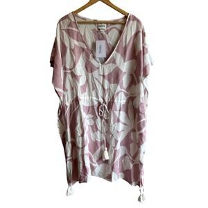 Poolside Paradiso Islander Pink Floral Tunic Swim Coverup XL/2XL NEW
